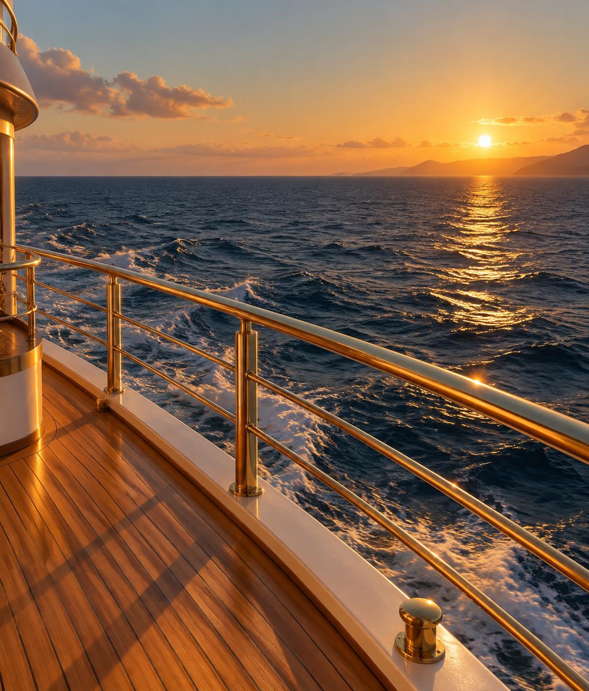 The open ocean at departure hour, seen from a ship's sun deck